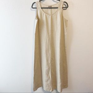 J Jill Khaki Tan Linen Dress MEDIUM